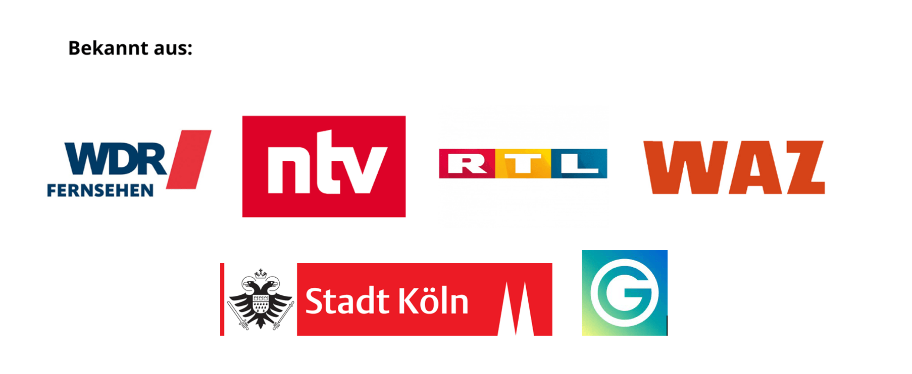 Logo von wdr, ntv, rtl, waz, gedankentanken